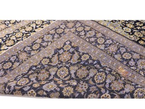 Vintage Navy Blue Traditional 10X13 Kashan Persian Rug