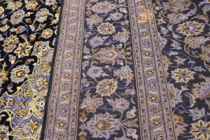 Vintage Navy Blue Traditional 10X13 Kashan Persian Rug