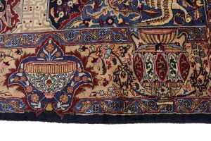 Vintage Dark Navy Pictorial 10X13 Kashmar Persian Rug