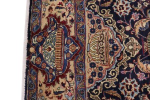 Vintage Dark Navy Pictorial 10X13 Kashmar Persian Rug