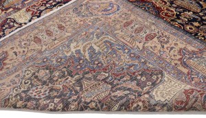 Vintage Dark Navy Pictorial 10X13 Kashmar Persian Rug