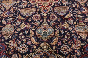 Vintage Dark Navy Pictorial 10X13 Kashmar Persian Rug