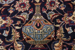Vintage Dark Navy Pictorial 10X13 Kashmar Persian Rug
