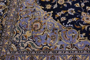 Vintage Dark Navy Traditional 10X13 Kashan Persian Rug