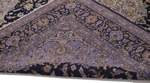 Vintage Dark Navy Traditional 10X13 Kashan Persian Rug