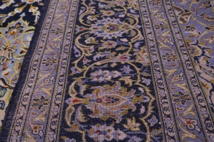 Vintage Dark Navy Traditional 10X13 Kashan Persian Rug