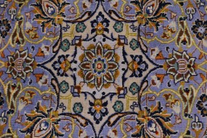 Vintage Dark Navy Traditional 10X13 Kashan Persian Rug