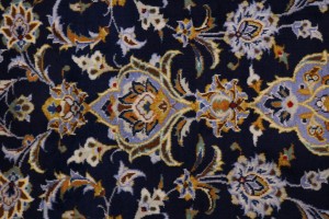 Vintage Dark Navy Traditional 10X13 Kashan Persian Rug