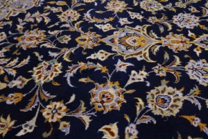 Vintage Dark Navy Traditional 10X13 Kashan Persian Rug