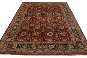 Vintage Red Classic Traditional 10X13 Tabriz Persian Rug