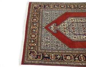 Vintage Scarlet Red Classic 3X5 Ghom Persian Rug