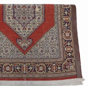 Vintage Scarlet Red Classic 3X5 Ghom Persian Rug