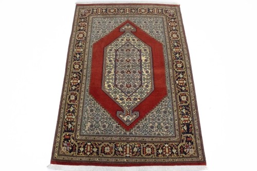 Vintage Scarlet Red Classic 3X5 Ghom Persian Rug