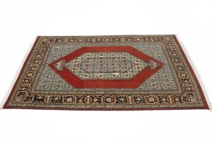 Vintage Scarlet Red Classic 3X5 Ghom Persian Rug