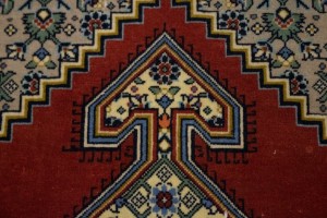 Vintage Scarlet Red Classic 3X5 Ghom Persian Rug