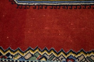 Vintage Scarlet Red Classic 3X5 Ghom Persian Rug