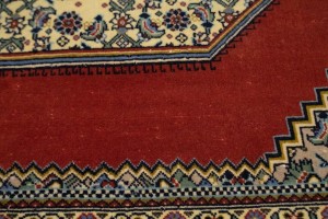 Vintage Scarlet Red Classic 3X5 Ghom Persian Rug