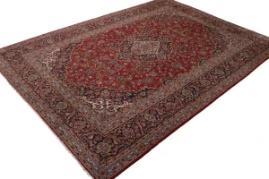 Vintage Red Traditional 10X13 Kashan Persian Rug
