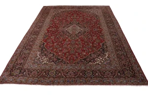 Vintage Red Traditional 10X13 Kashan Persian Rug