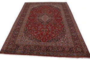 Vintage Red Traditional 10X13 Kashan Persian Rug