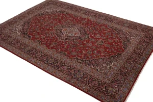 Vintage Red Traditional 10X13 Kashan Persian Rug