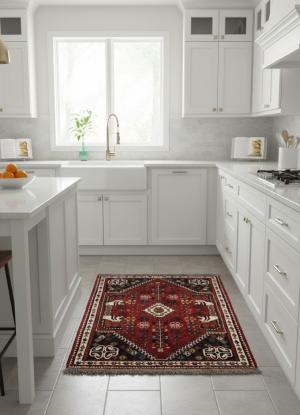 Red Tribal 4' x 5' Shiraz Persian Rug