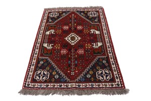 Red Tribal 4X5 Shiraz Persian Rug