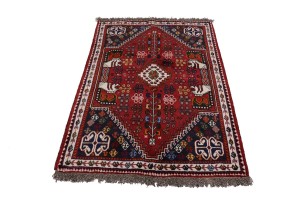 Red Tribal 4X5 Shiraz Persian Rug
