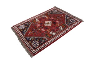 Red Tribal 4X5 Shiraz Persian Rug