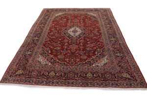 Vintage Red Traditional 10X13 Kashan Persian Rug