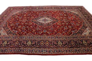 Vintage Red Traditional 10X13 Kashan Persian Rug