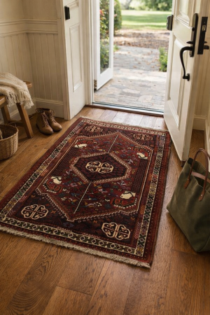 Red Tribal 4' x 5' Shiraz Persian Rug
