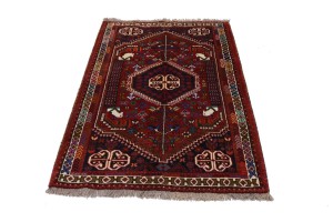 Red Tribal 4X5 Shiraz Persian Rug