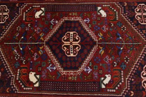 Red Tribal 4X5 Shiraz Persian Rug
