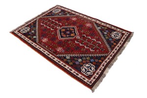 Red Tribal 4X5 Shiraz Persian Rug