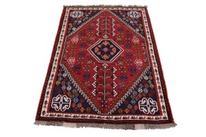 Red Tribal 4X5 Shiraz Persian Rug
