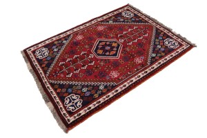 Red Tribal 4X5 Shiraz Persian Rug