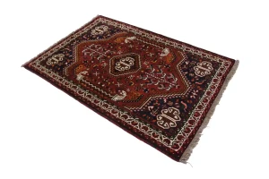 Brick Red Tribal 3'5X5 Shiraz Persian Rug