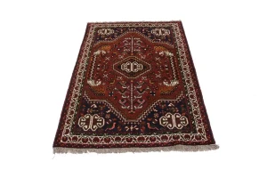 Brick Red Tribal 3'5X5 Shiraz Persian Rug