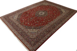 Vintage Red Traditional 10X13 Kashan Persian Rug