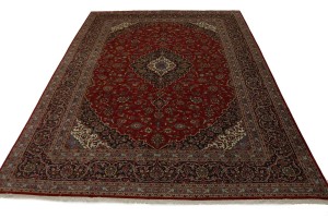 Vintage Red Traditional 10X13 Kashan Persian Rug