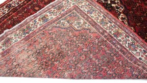 Vintage Red Tribal 7X11 Hossainabad Persian Rug