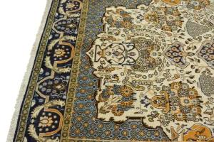 Vintage Cream Pictorial 5X9 Shahreza Persian Rug