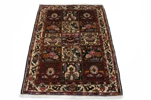 Cream Vintage Floral 4X5 Tribal Bakhtiari Persian Oriental Rug