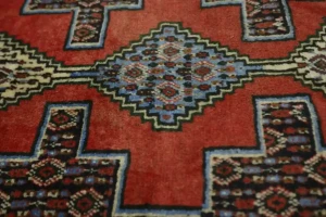 Vintage Red Geometric 3X9 Bidjar Sanneh Persian Runner Rug