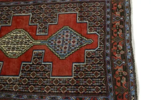 Vintage Red Geometric 3X9 Bidjar Sanneh Persian Runner Rug