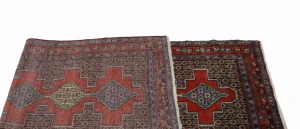 Vintage Red Geometric 3X9 Bidjar Sanneh Persian Runner Rug