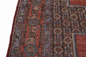 Vintage Red Geometric 3X9 Bidjar Sanneh Persian Runner Rug