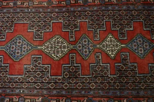Vintage Red Geometric 3X9 Bidjar Sanneh Persian Runner Rug