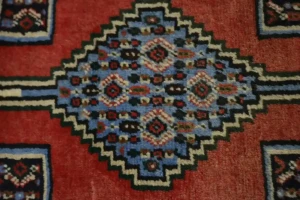 Vintage Red Geometric 3X9 Bidjar Sanneh Persian Runner Rug